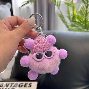 Purple Plush Keychain with Sunglasses